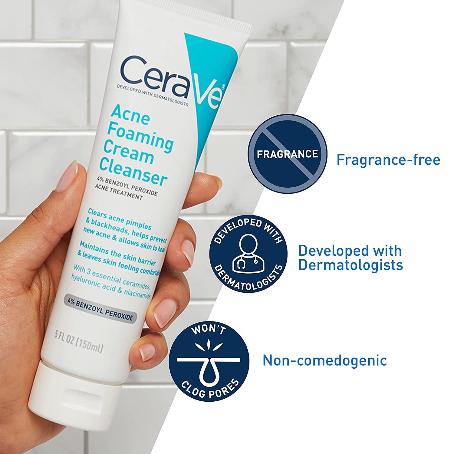 CeraVe Acne Foaming Cream Cleanser (150ml) - Image 3